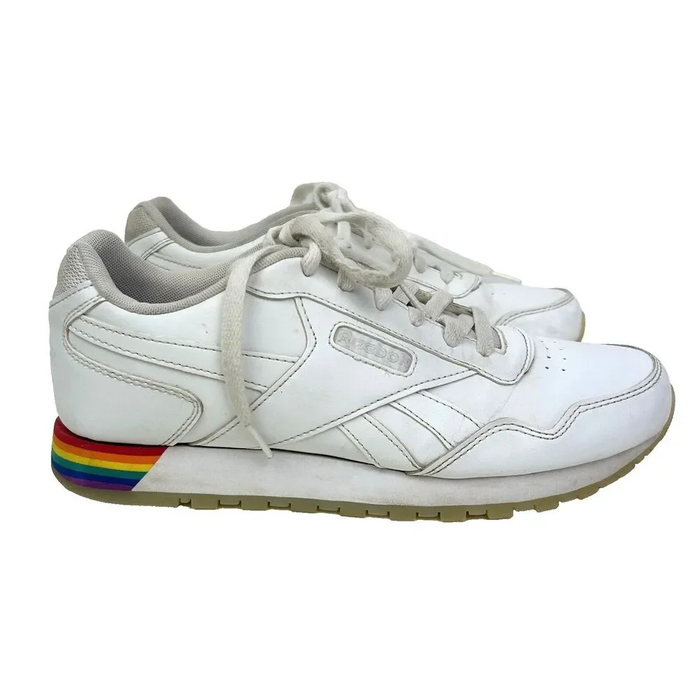 Reebok Classic Harman Run Pride Tennis Shoes Rainbow Sneakers White Multi Mens 8